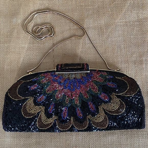 Beaded Vintage Peacock 🦚 Snap Close Evening Bag - Picture 1 of 10